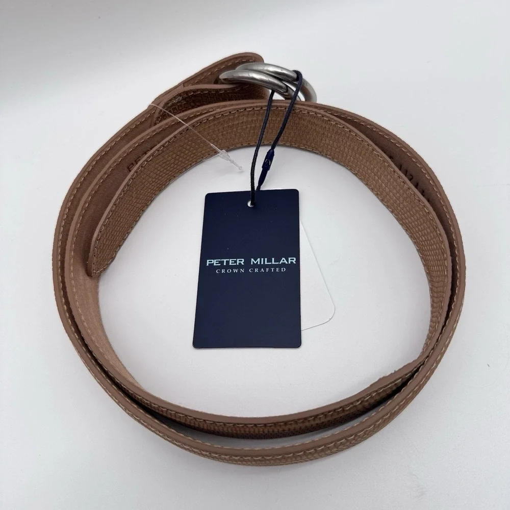 PETER  MILLAR Crown Crafted Genuine Exotic Leather O-Ring Belt Size 34 MSRP $395